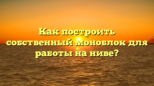Как построить собственный моноблок для работы на ниве?