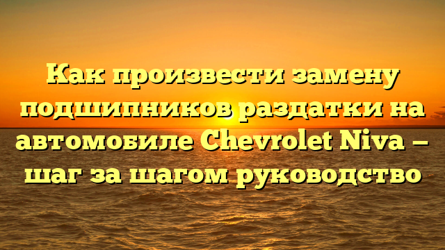 Как произвести замену подшипников раздатки на автомобиле Chevrolet Niva — шаг за шагом руководство