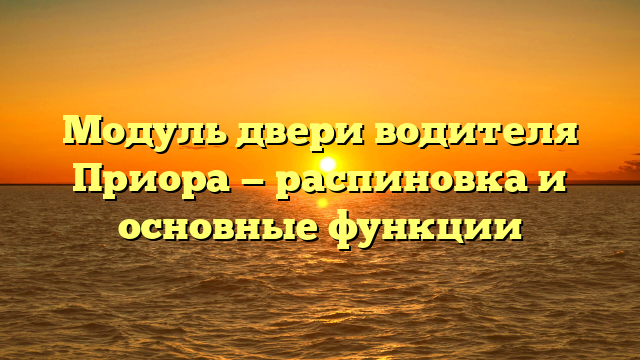 Модуль двери водителя Приора — распиновка и основные функции