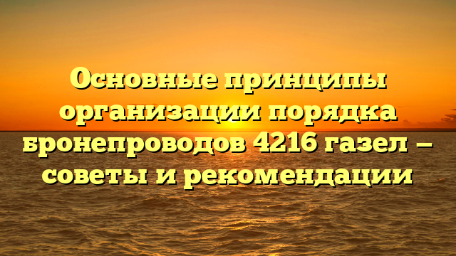 Основные принципы организации порядка бронепроводов 4216 газел — советы и рекомендации