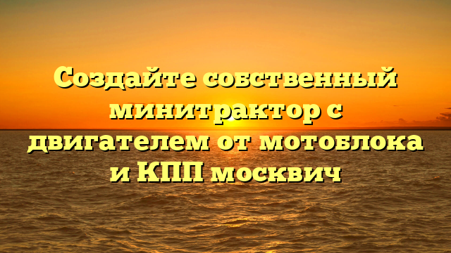 Создайте собственный минитрактор с двигателем от мотоблока и КПП москвич