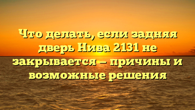 Что делать, если задняя дверь Нива 2131 не закрывается — причины и возможные решения