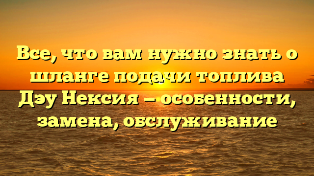 Все, что вам нужно знать о шланге подачи топлива Дэу Нексия — особенности, замена, обслуживание