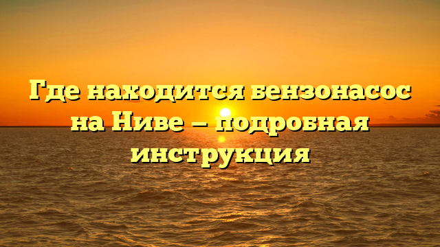 Где находится бензонасос на Ниве — подробная инструкция