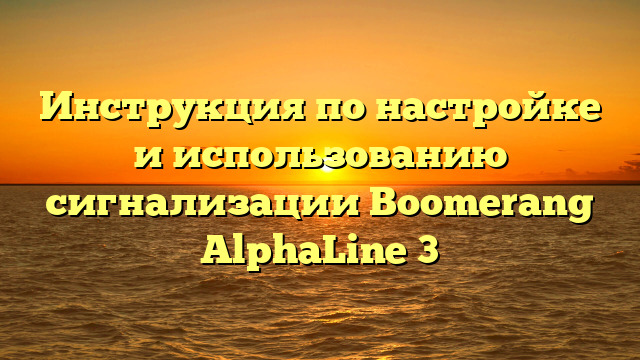 Инструкция по настройке и использованию сигнализации Boomerang AlphaLine 3