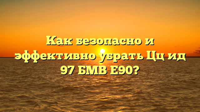 Как безопасно и эффективно убрать Цц ид 97 БМВ Е90?