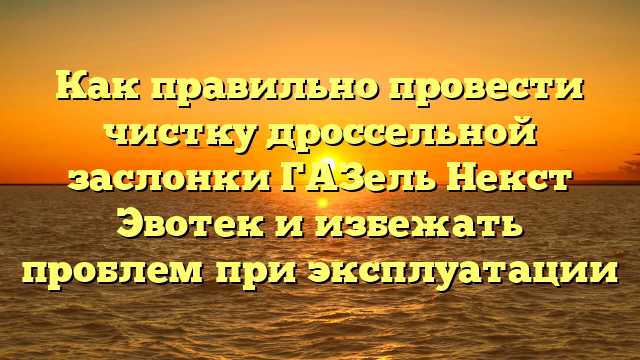 Как правильно провести чистку дроссельной заслонки ГАЗель Некст Эвотек и избежать проблем при эксплуатации
