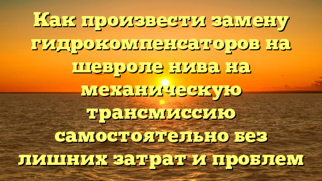 Как произвести замену гидрокомпенсаторов на шевроле нива на механическую трансмиссию самостоятельно без лишних затрат и проблем