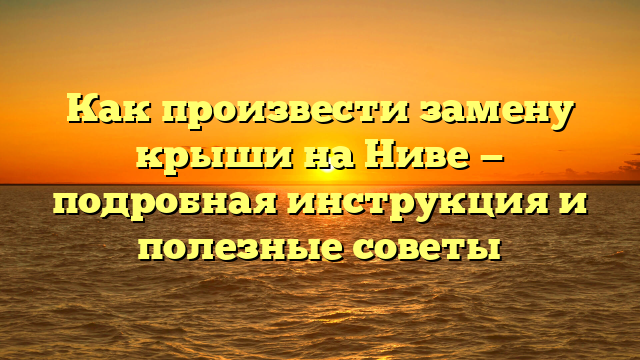 Как произвести замену крыши на Ниве — подробная инструкция и полезные советы