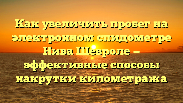 Как увеличить пробег на электронном спидометре Нива Шевроле — эффективные способы накрутки километража
