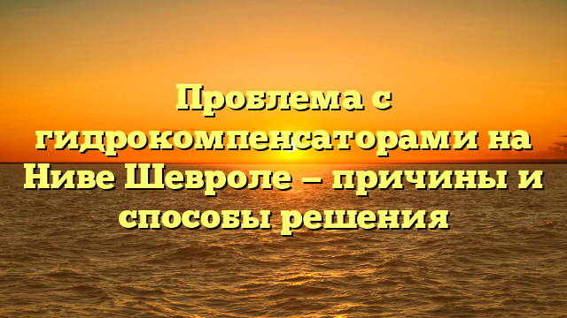 Проблема с гидрокомпенсаторами на Ниве Шевроле — причины и способы решения