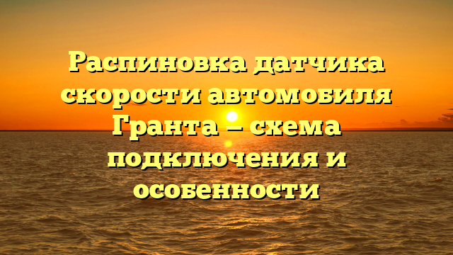 Распиновка датчика скорости автомобиля Гранта — схема подключения и особенности