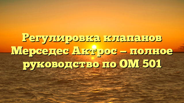 Регулировка клапанов Мерседес Актрос — полное руководство по ОМ 501