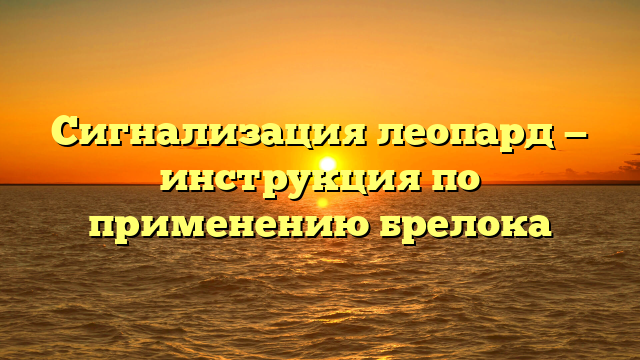 Сигнализация леопард — инструкция по применению брелока