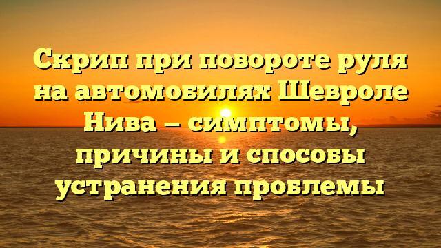 Скрип при повороте руля на автомобилях Шевроле Нива — симптомы, причины и способы устранения проблемы