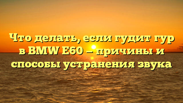 Что делать, если гудит гур в BMW E60 — причины и способы устранения звука