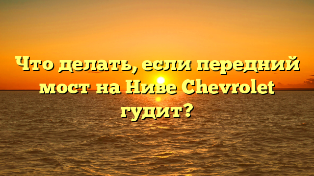 Что делать, если передний мост на Ниве Chevrolet гудит?