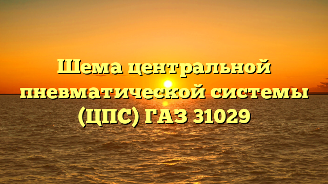 Шема центральной пневматической системы (ЦПС) ГАЗ 31029