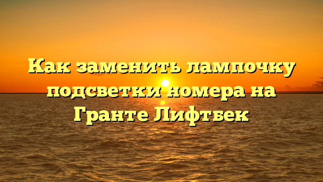 Как заменить лампочку подсветки номера на Гранте Лифтбек