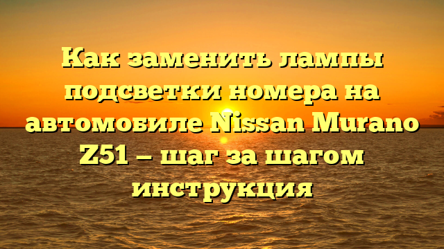 Как заменить лампы подсветки номера на автомобиле Nissan Murano Z51 — шаг за шагом инструкция