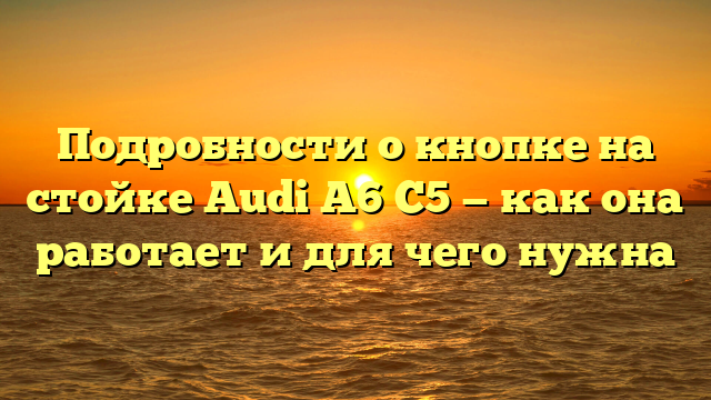 Подробности о кнопке на стойке Audi A6 C5 — как она работает и для чего нужна