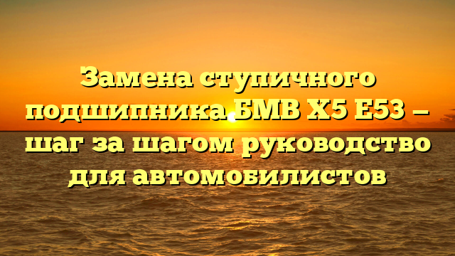 Замена ступичного подшипника БМВ Х5 Е53 — шаг за шагом руководство для автомобилистов